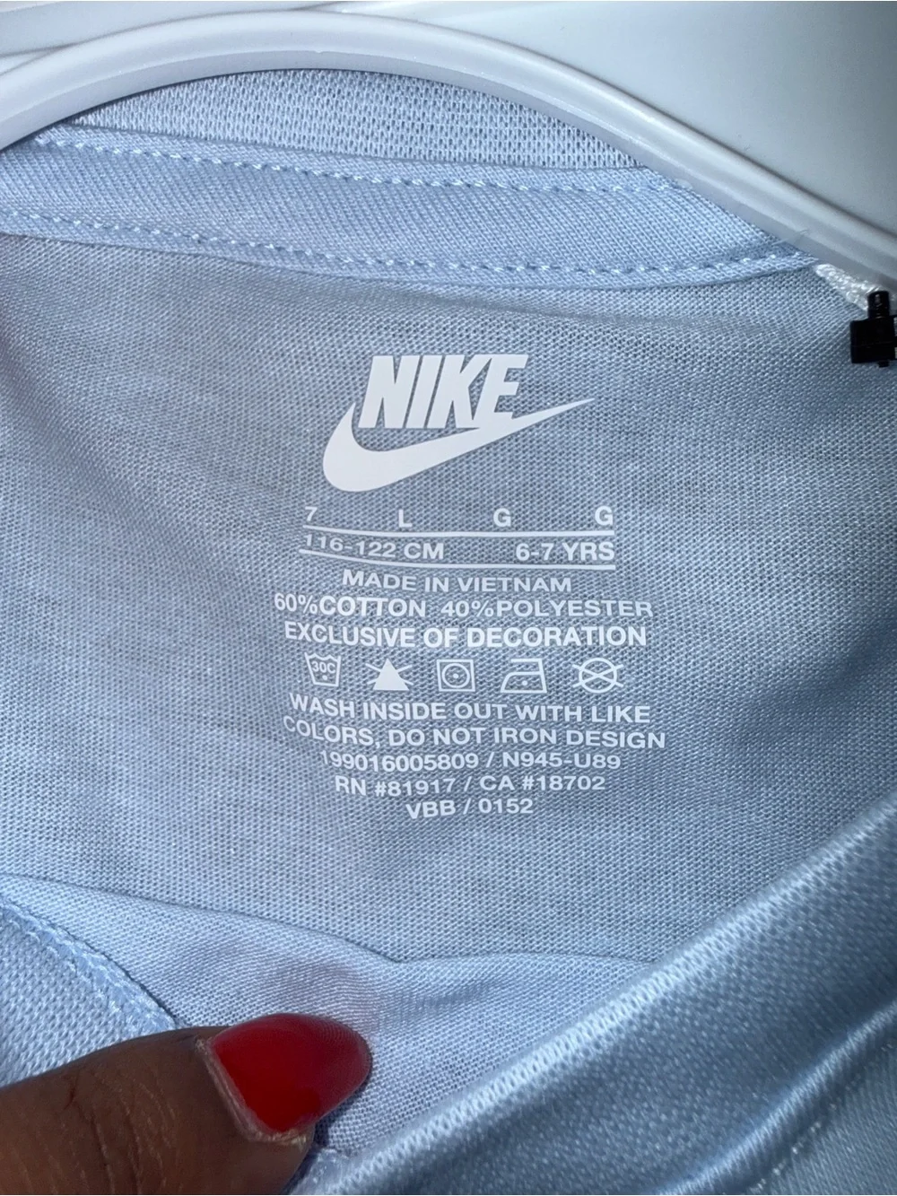 Nike Light Blue Kids Tee with White Swoosh and Wordmark